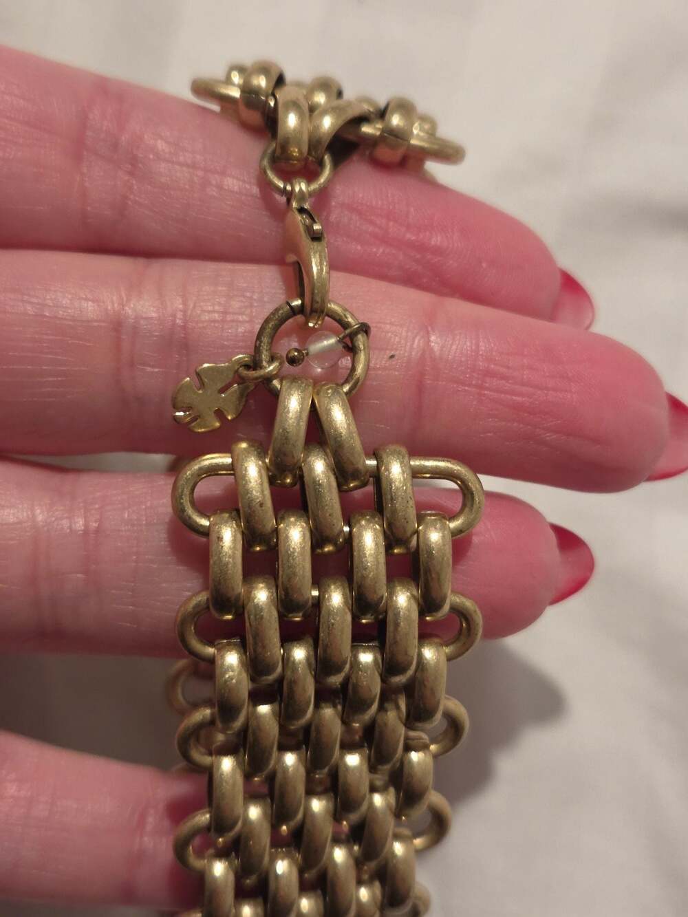 Lucky Brand Wide Gold Tone Mesh Link Bracelet